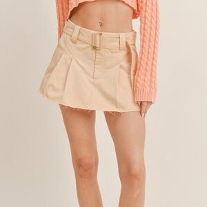 NWT Beige Pleated Mini Skirt